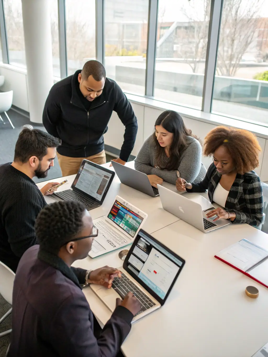 A team is implementing AI solutions, such as lead generation and marketing automation, with guidance from KI-Umsetzung course materials.